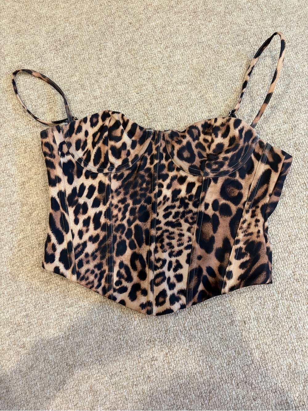 White Fox Boutique Leopard Print Bustier Cami - Brown/Black